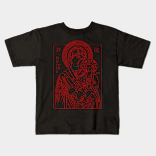 Icon of Virgin Mary and Jesus (red) Kids T-Shirt